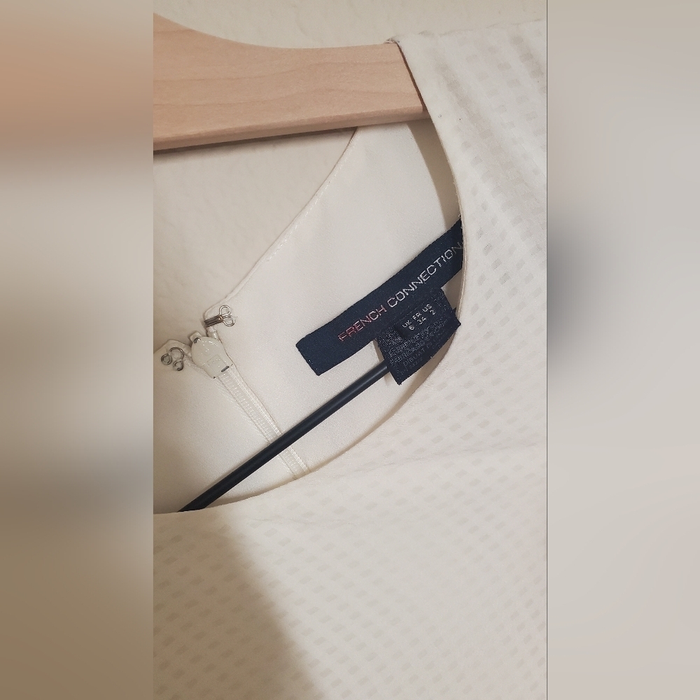 French Connection White Textured Sleevless Fresh S Midi Dress - Picture 4 of 4